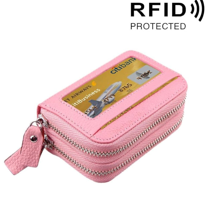 Rfid Blocking Leather Card Holder Wallet With 11 Slots