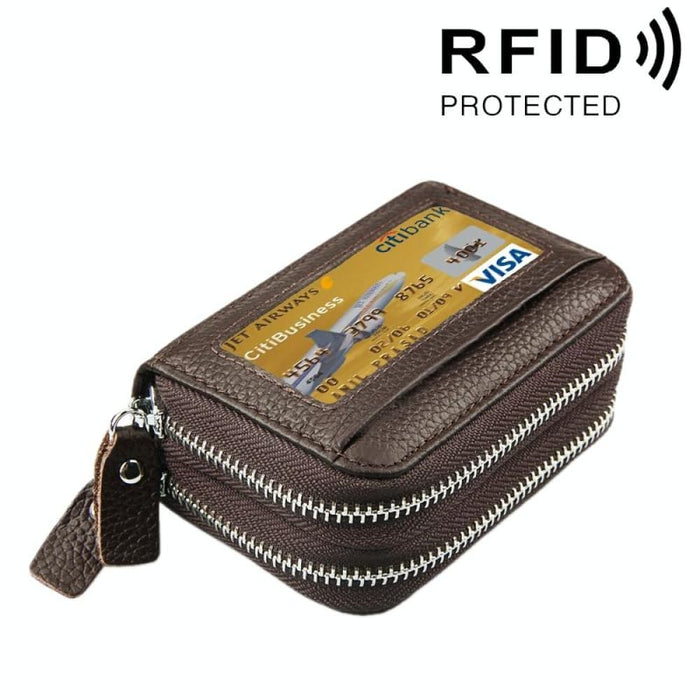 Rfid Blocking Leather Card Holder Wallet With 11 Slots