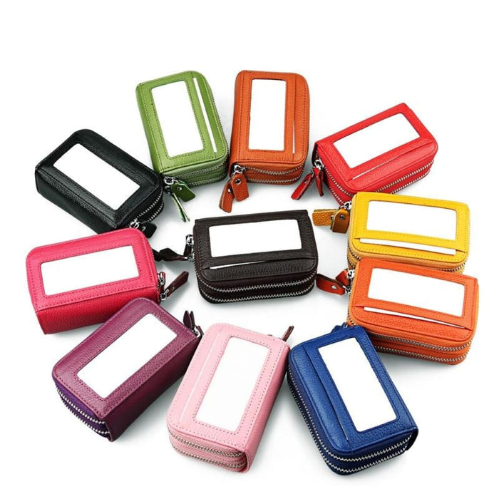 Rfid Blocking Leather Card Holder Wallet With 11 Slots