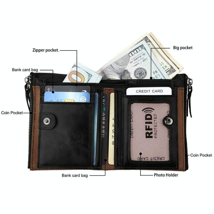 Rfid Blocking Leather Card Holder Wallet For Men