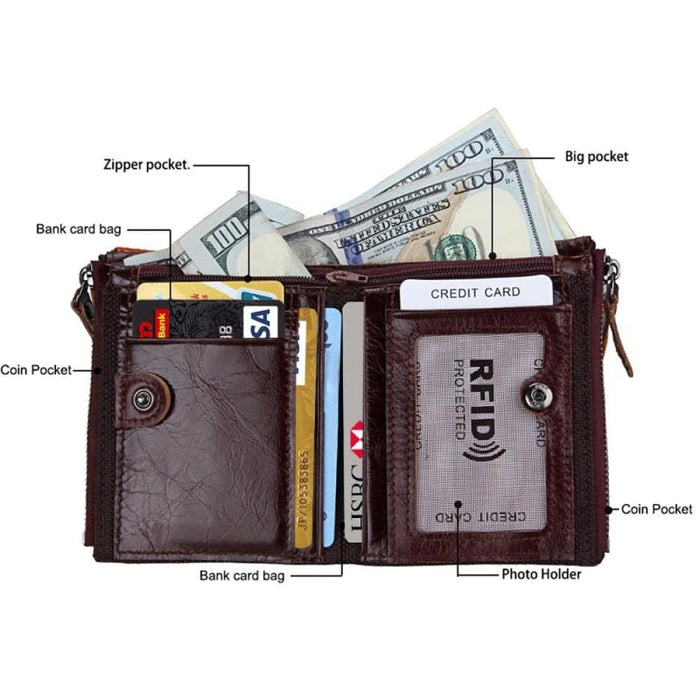 Rfid Blocking Leather Card Holder Wallet For Men
