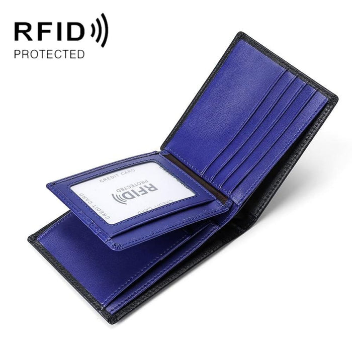 Rfid Blocking Leather Tri Fold Wallet