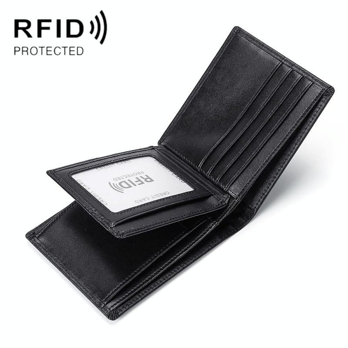 Rfid Blocking Leather Tri Fold Wallet