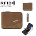 Rfid Blocking Retro Zipper Wallet With Short Coin Purse