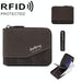 Rfid Blocking Retro Zipper Wallet With Short Coin Purse
