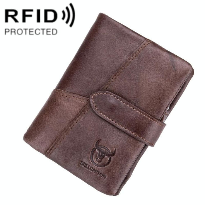 Rfid Blocking Vertical Cowhide Wallet For Men