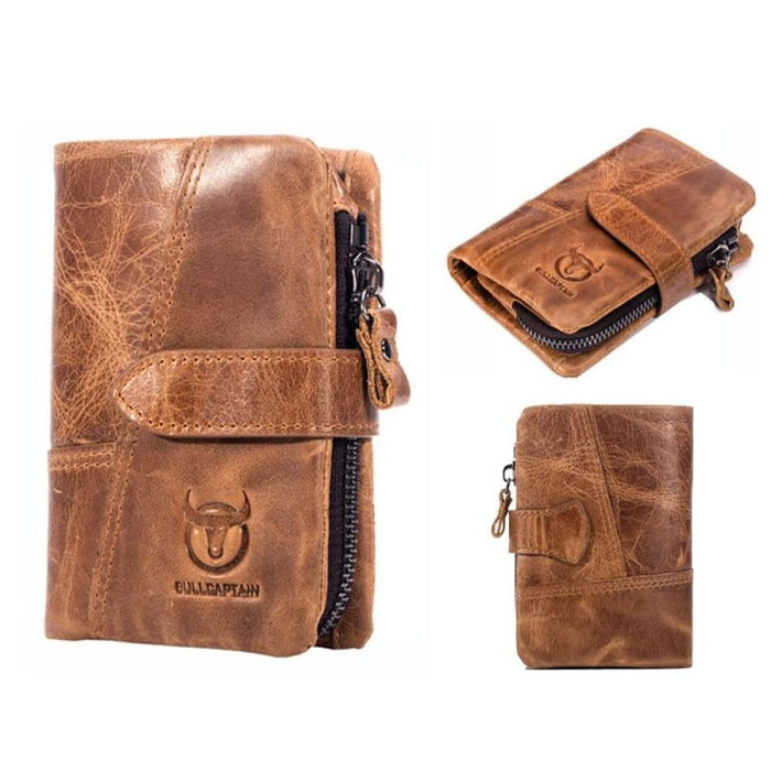 Rfid Blocking Vertical Cowhide Wallet For Men