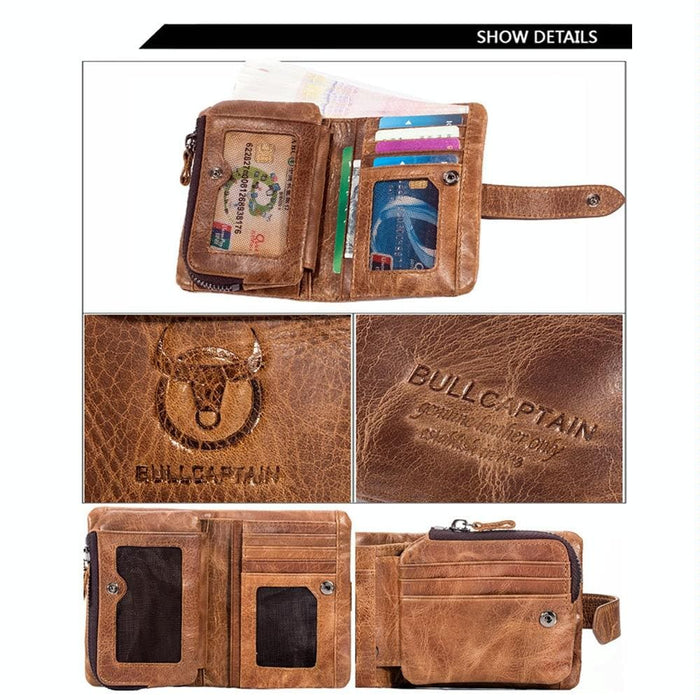 Rfid Blocking Vertical Cowhide Wallet For Men
