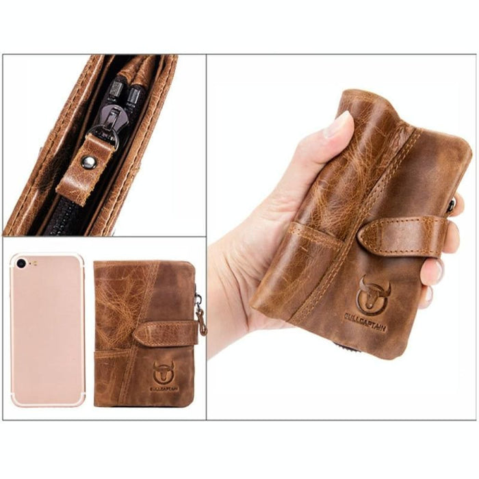 Rfid Blocking Vertical Cowhide Wallet For Men