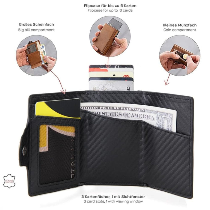 Rfid Carbon Fiber Zipper Card Holder