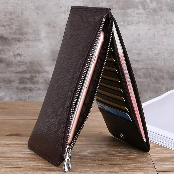 Rfid Card Holder Wallet With Phone Pocket