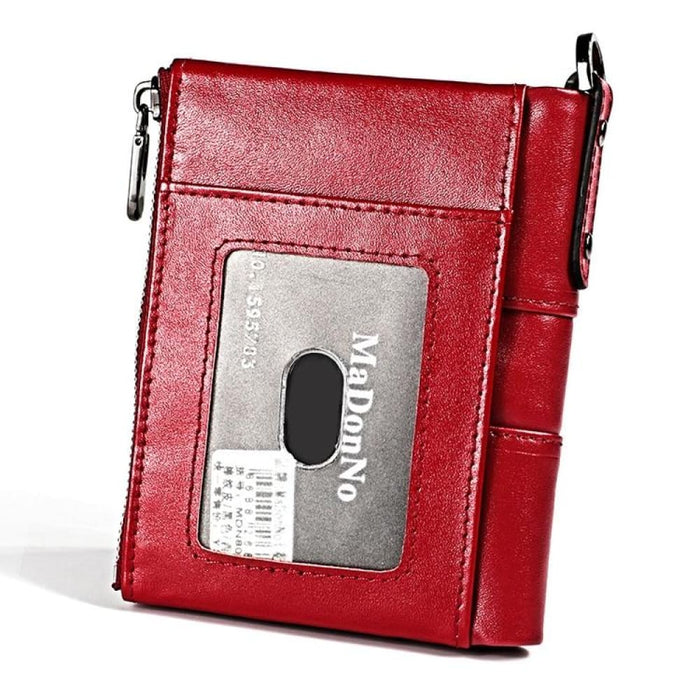 Rfid Chain Wallet With Double Zipper And Card Slots