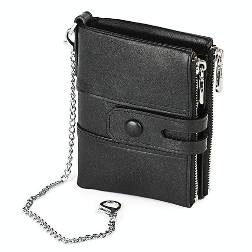 Rfid Chain Wallet With Double Zipper And Card Slots