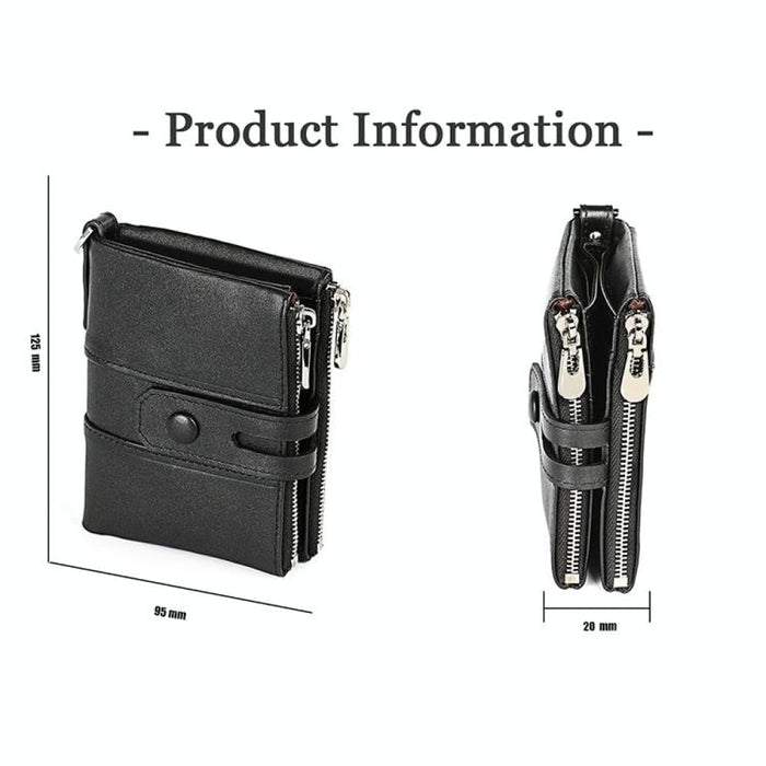 Rfid Chain Wallet With Double Zipper And Card Slots