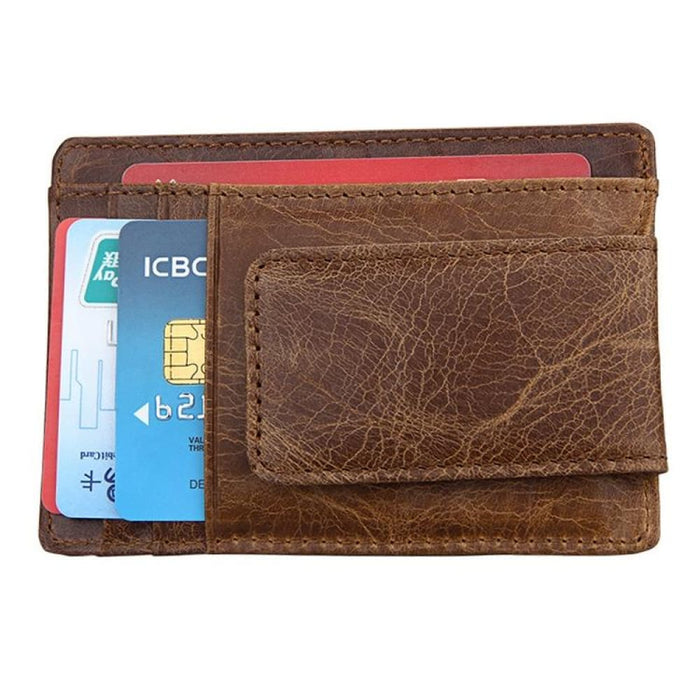 Rfid Crazy Horse Leather Card Holder Wallet