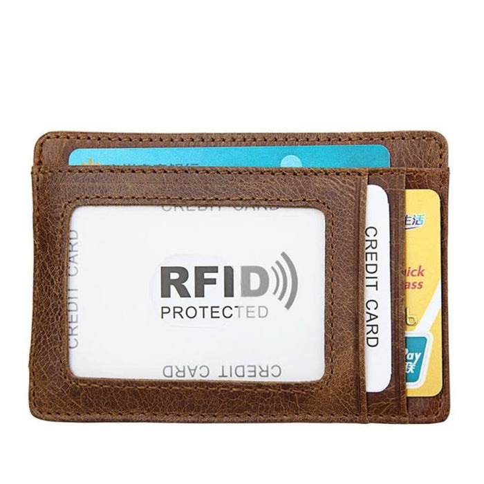 Rfid Crazy Horse Leather Card Holder Wallet