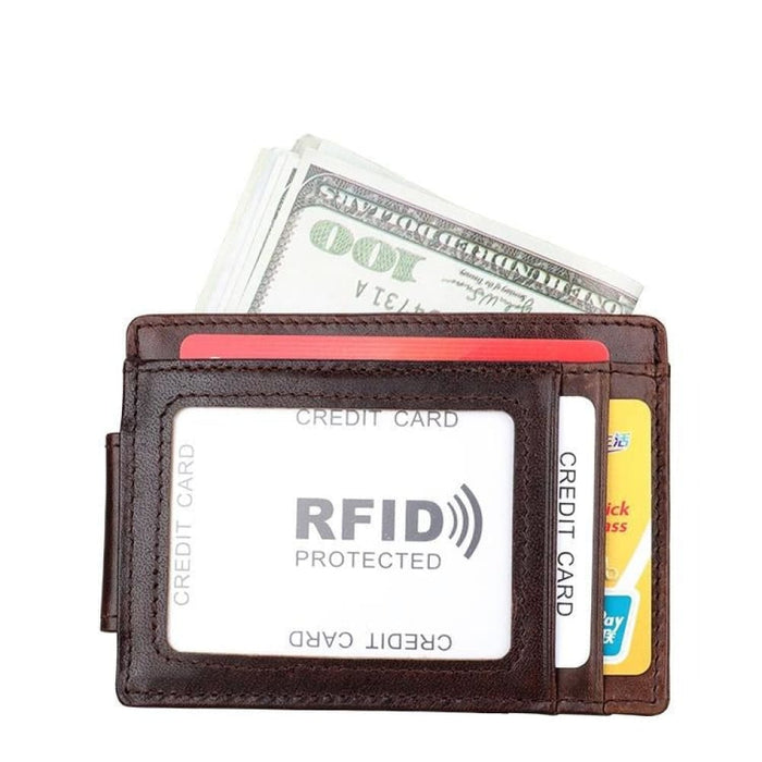 Rfid Crazy Horse Leather Card Holder Wallet