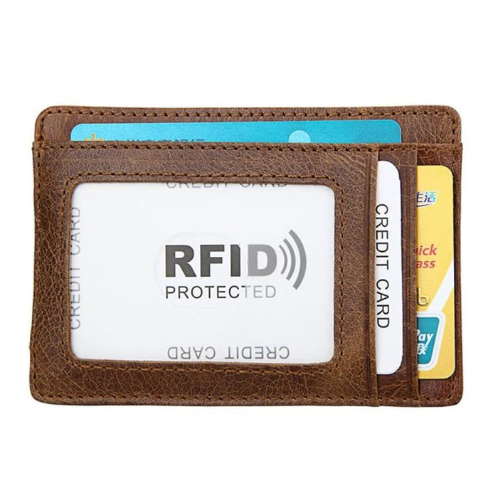 Rfid Crazy Horse Leather Card Holder Wallet