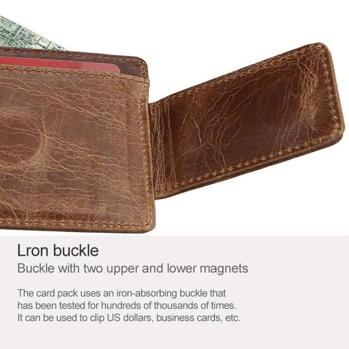 Rfid Crazy Horse Leather Card Holder Wallet
