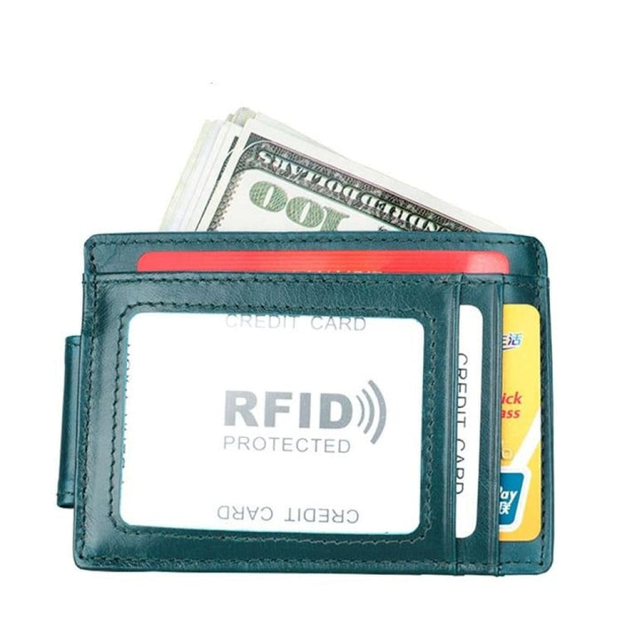 Rfid Crazy Horse Leather Card Holder Wallet