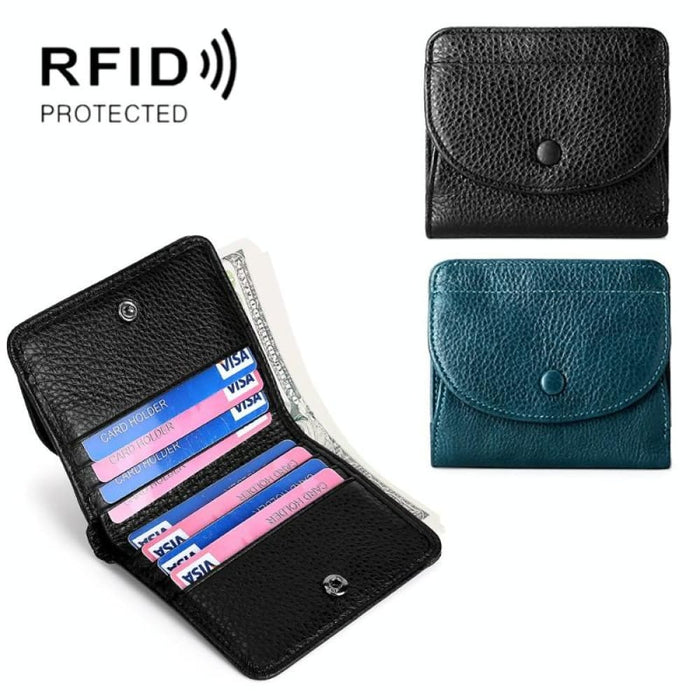 Rfid Genuine Leather Coin Purse Blue
