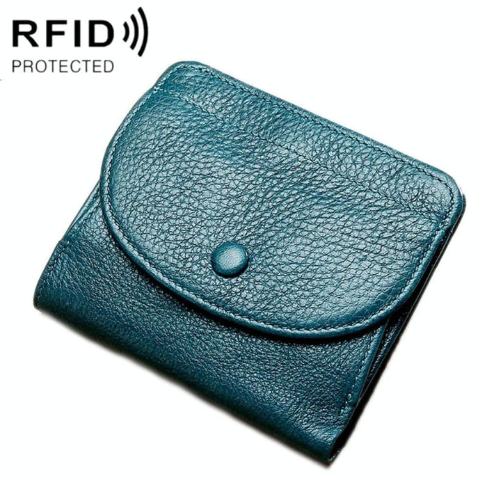 Rfid Genuine Leather Coin Purse Blue