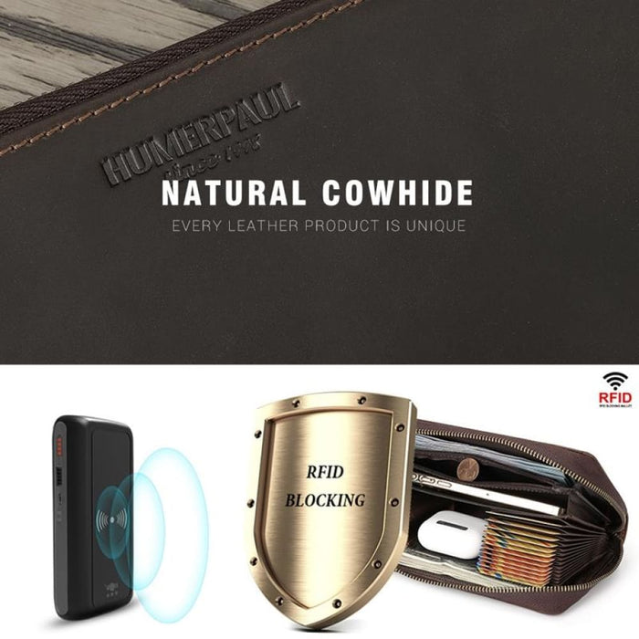 Rfid Leather Multi Card Mens Wallet Coffee
