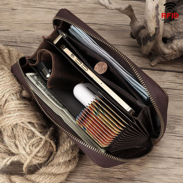 Rfid Leather Multi Card Mens Wallet Coffee