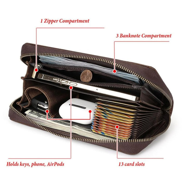 Rfid Leather Multi Card Mens Wallet Coffee