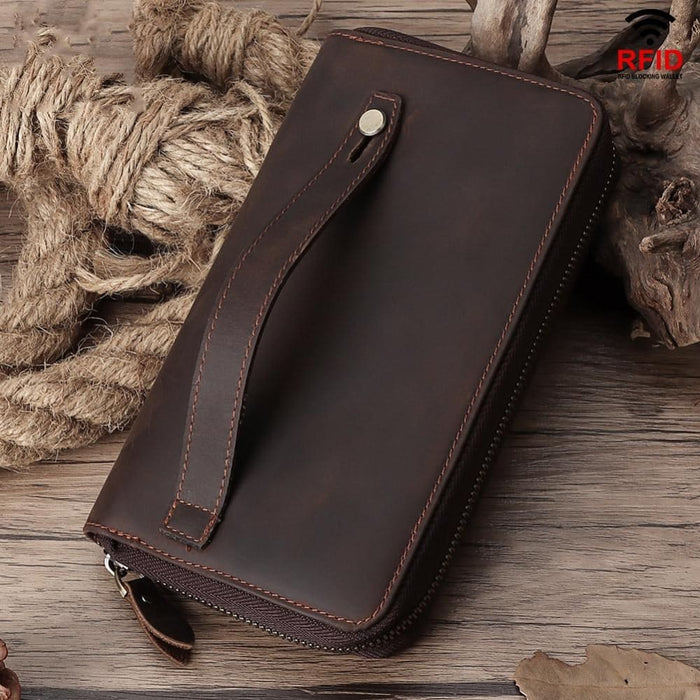 Rfid Leather Multi Card Mens Wallet Coffee