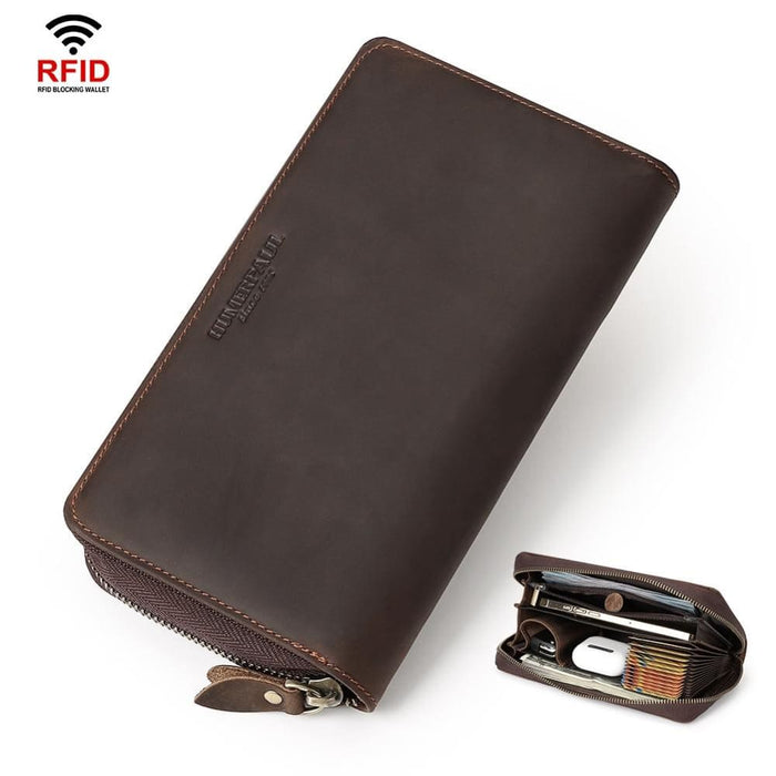 Rfid Leather Multi Card Mens Wallet Coffee