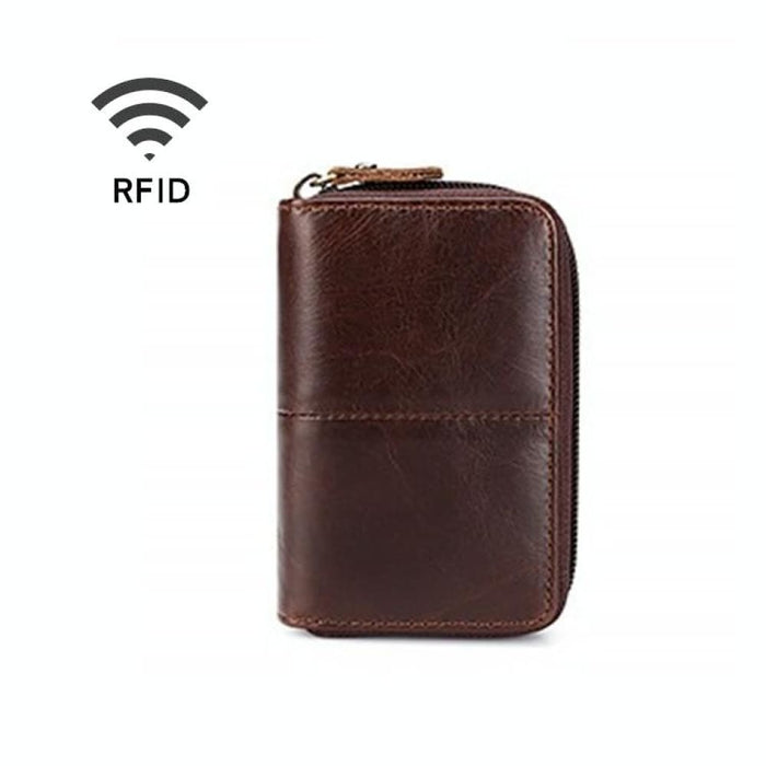 Rfid Leather Zipper Card Holder For Change