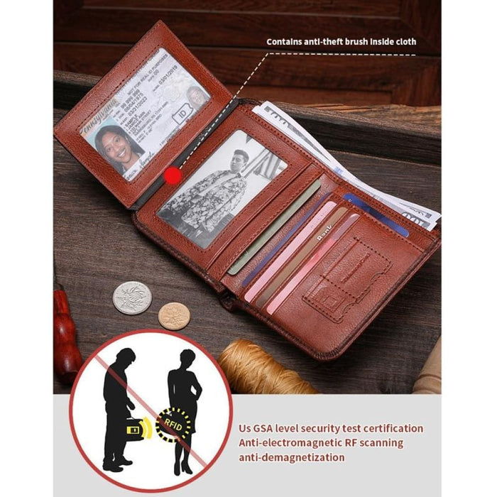 Rfid Mens Cowhide Wallet With Coin Clip