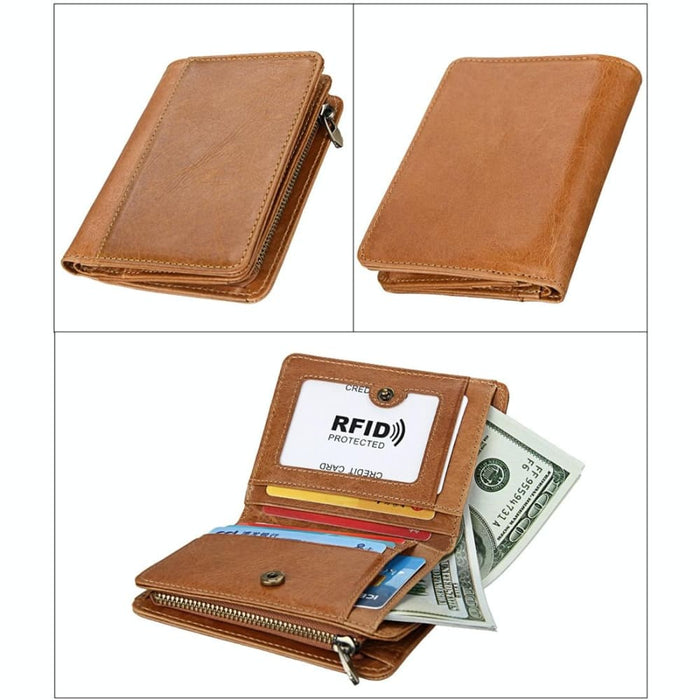 Rfid Mens Genuine Leather Wallet With Antimagnetic
