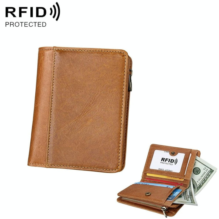 Rfid Mens Genuine Leather Wallet With Antimagnetic
