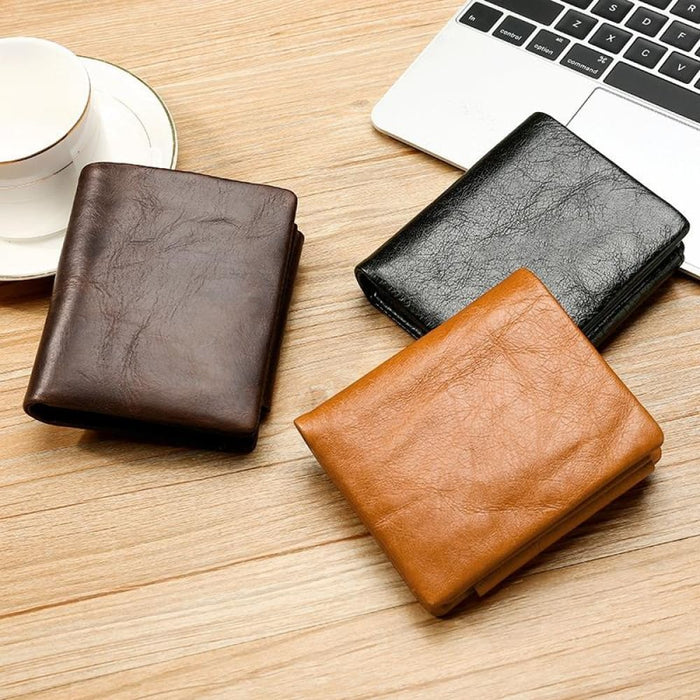 Rfid Oil Wax Leather Wallet Multi Functional