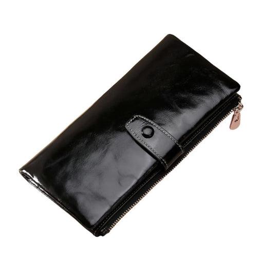 Rfid Oilskin Leather Zip Wallet