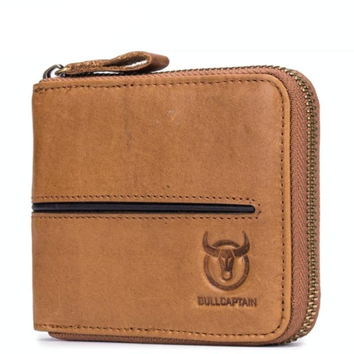 Rfid Protected Cowhide Card Holder With Zipper