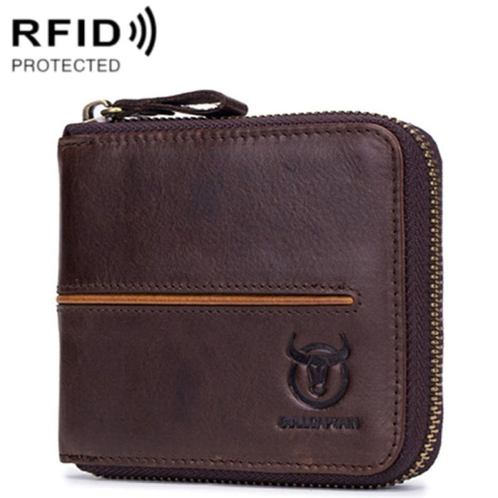 Rfid Protected Cowhide Card Holder With Zipper