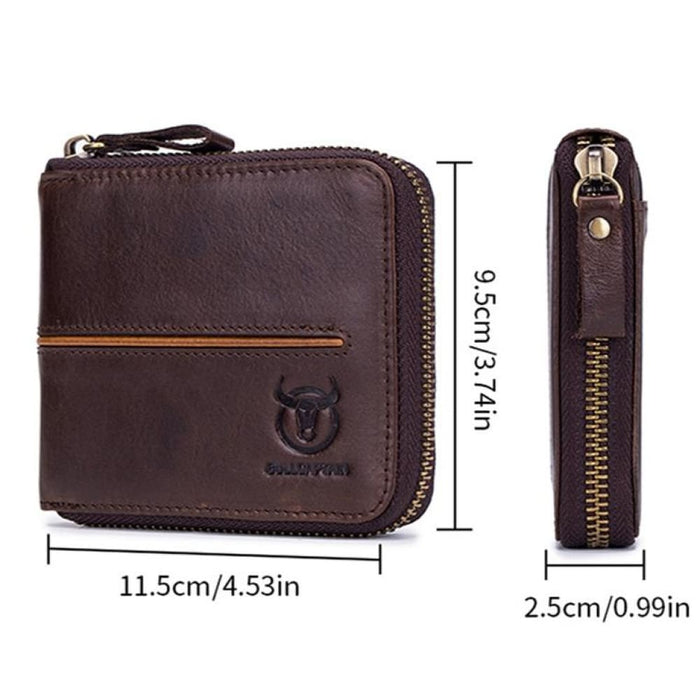 Rfid Protected Cowhide Card Holder With Zipper