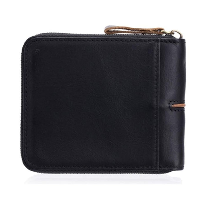 Rfid Protected Cowhide Card Holder With Zipper