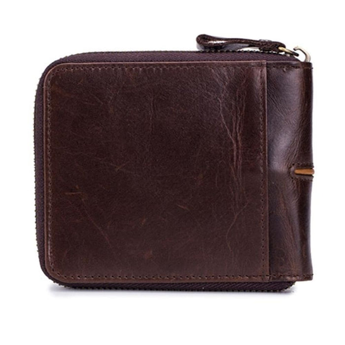 Rfid Protected Cowhide Card Holder With Zipper
