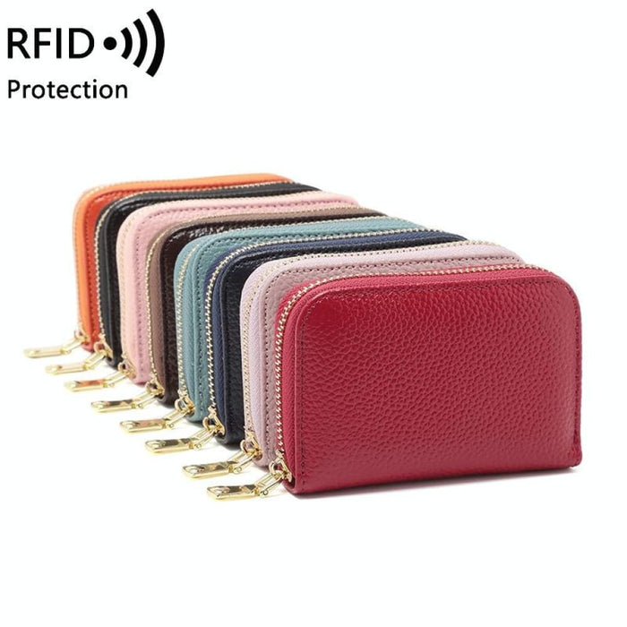 Rfid Protected Cowhide Wallet With Zipper