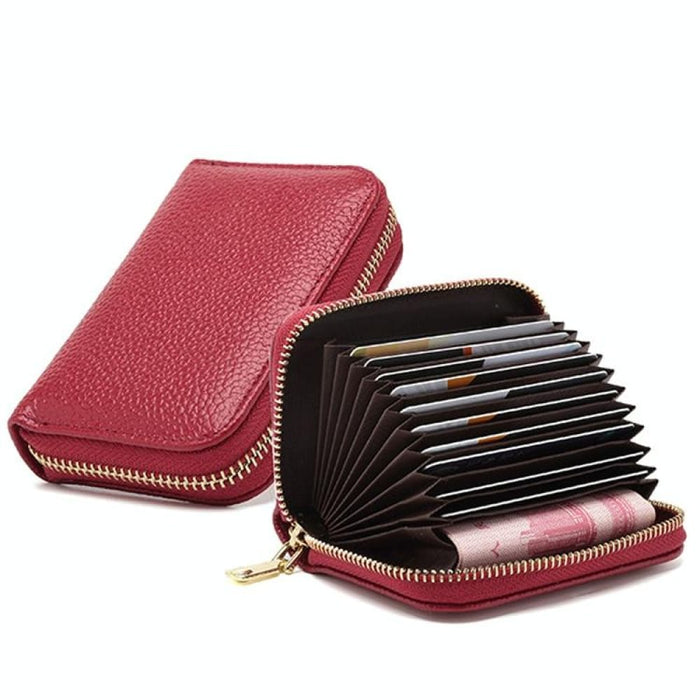 Rfid Protected Cowhide Wallet With Zipper