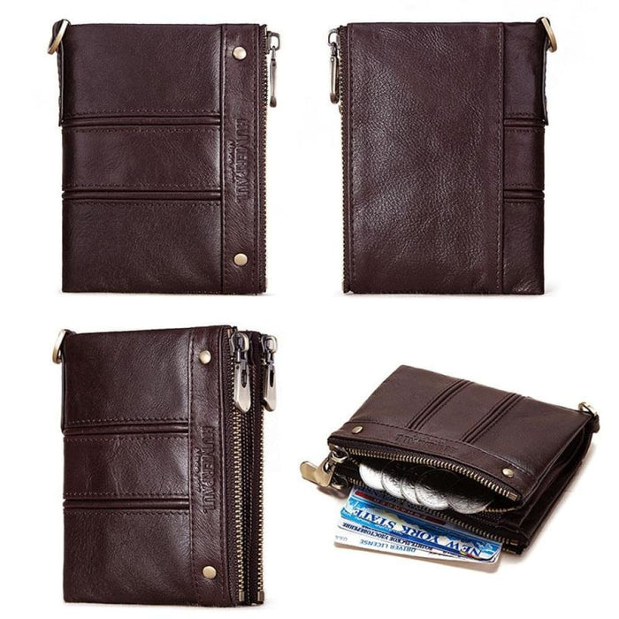 Rfid Protected Double Zip Mens Coin Purse
