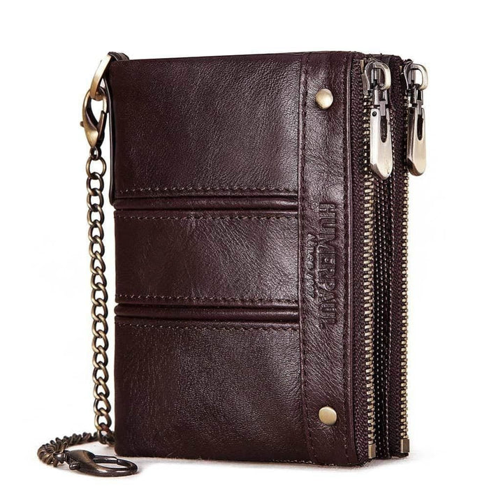 Rfid Protected Double Zip Mens Coin Purse