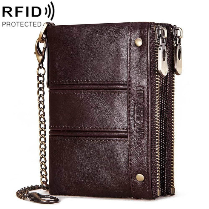 Rfid Protected Double Zip Mens Coin Purse