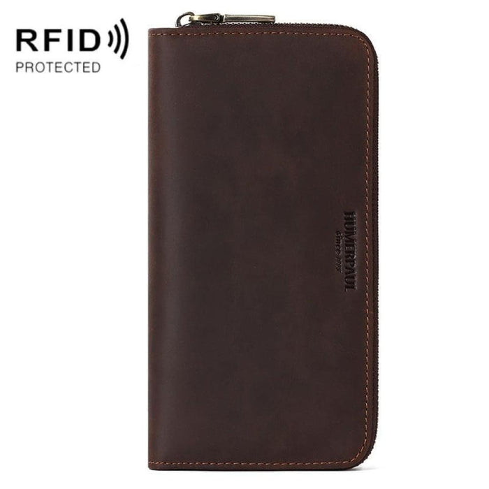 Rfid Protected Mens Long Wallet Business Retro Design