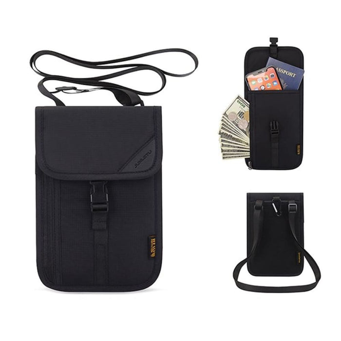 Rfid Travel Passport Bag With Neck Strap