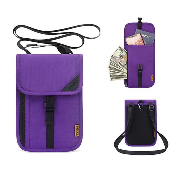 Rfid Travel Passport Bag With Neck Strap